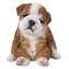Statue chiot bulldog endormi en position assise-89098806