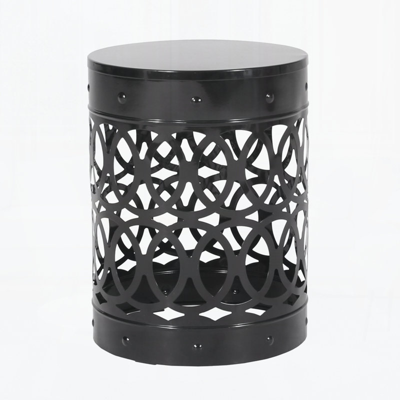 Outdoor Metal Side Table, Black