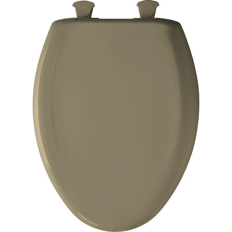 Sand Elongated Plastic Toilet Seat with Whisper-Close Lid