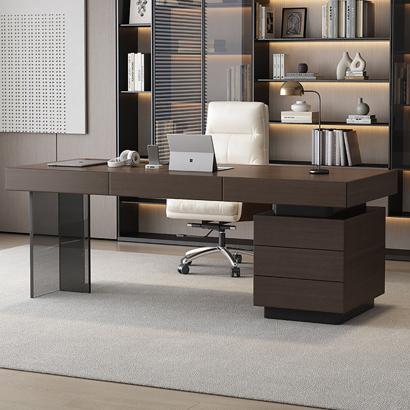 Bureau moderne moderne minimaliste fumé, H 29,5 po x l 78,7 po x P 27,6 po