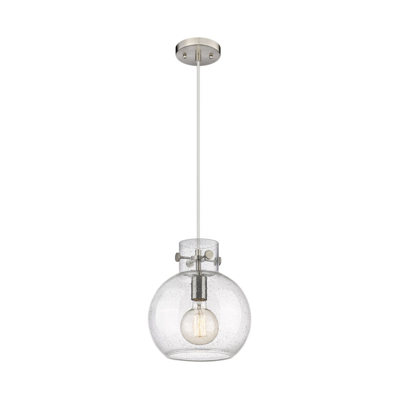Luminaire suspendu 1 lumière Lantz, Grainé, H 11,75 po x l 10 po x P 10 po, Nickel satiné