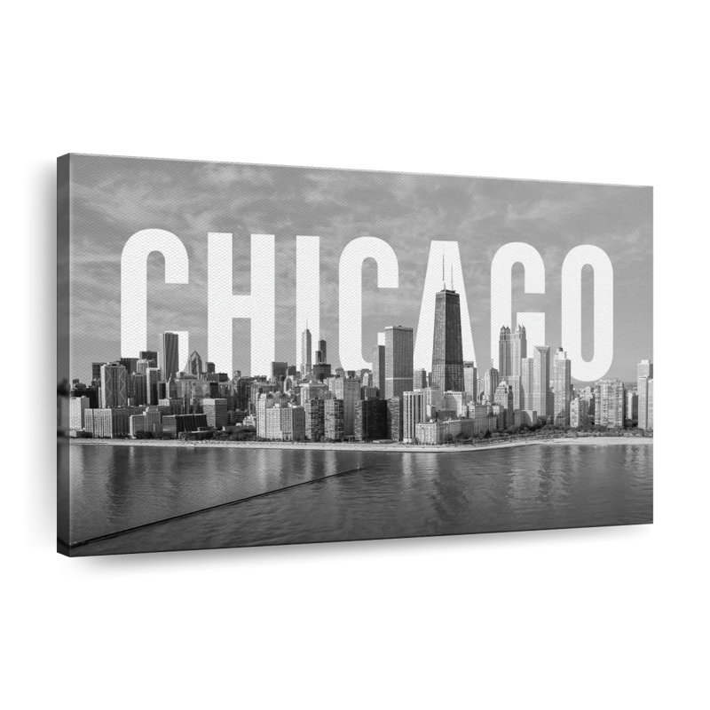 Impression sur toile monochromatique Chicago, H 20 po x l 30 po x P 1,25 po