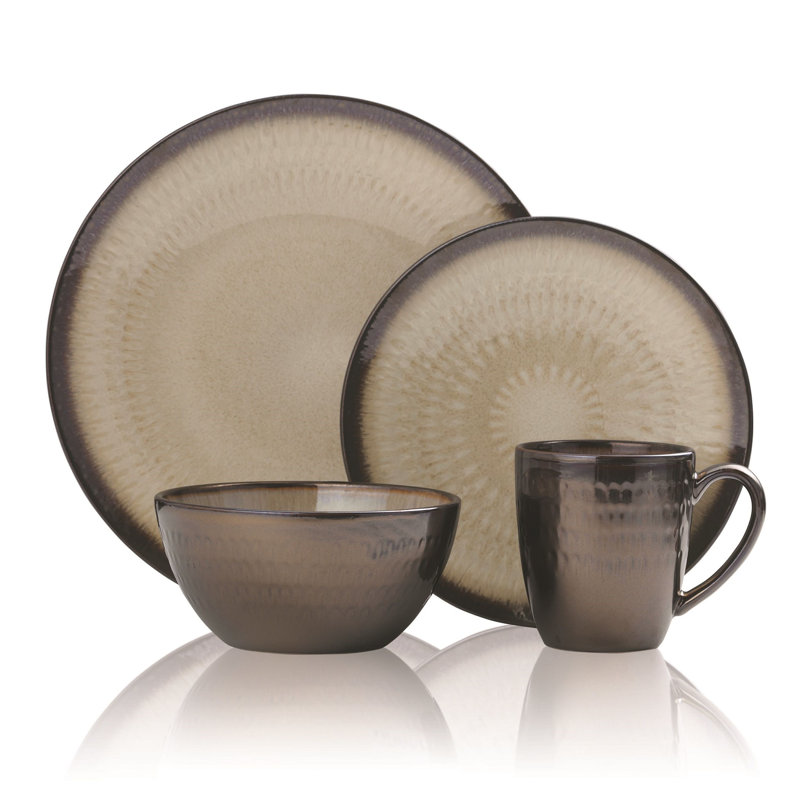 Gourmet Basics by Mikasa Anastasia Cream 16-Piece Dinnerware Set, Cream