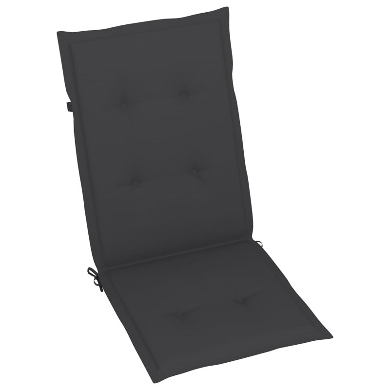 Chaise de patio avec coussin en teck, Anthracite, 3, Gris