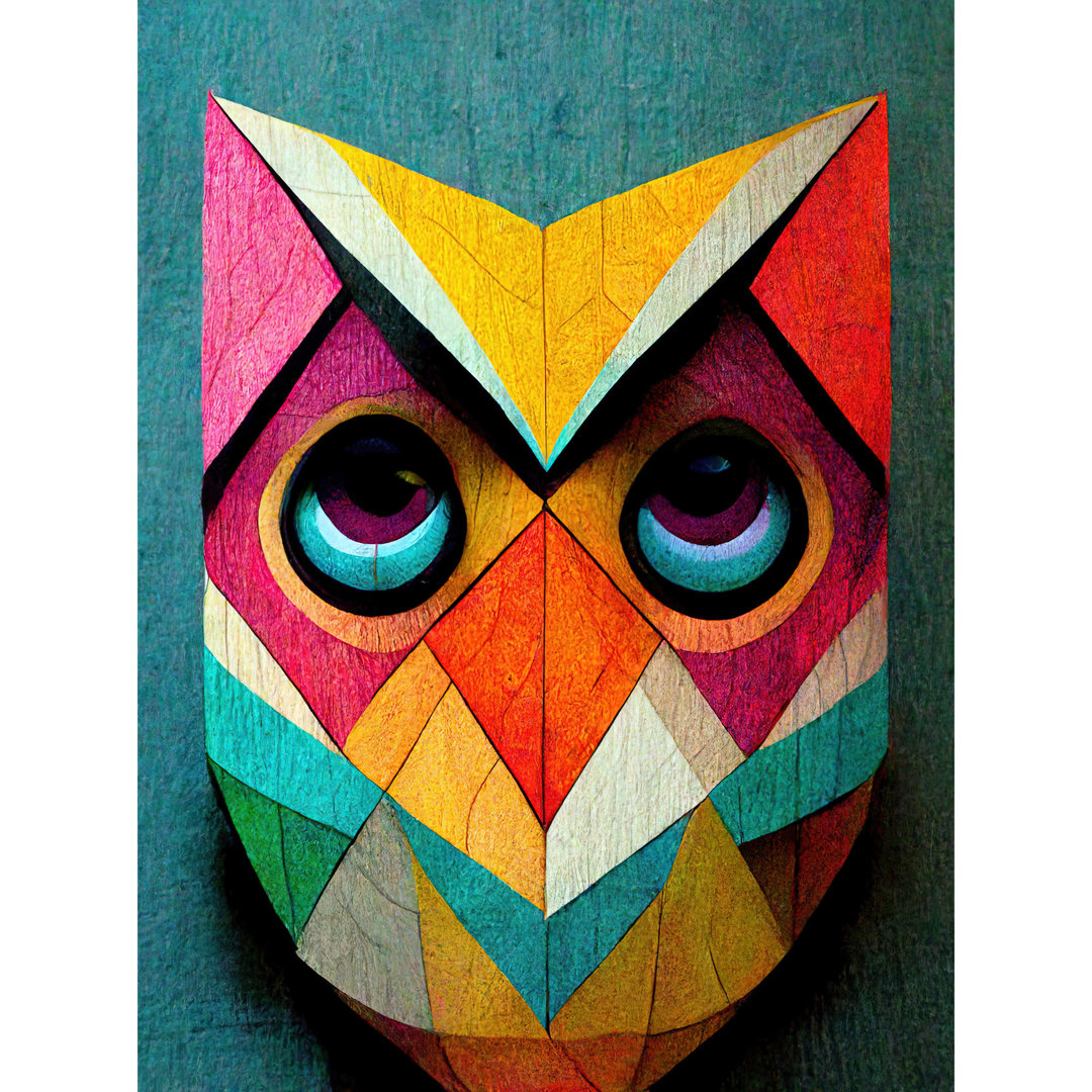 Cute Colourful Geometric Owl Bird - Print