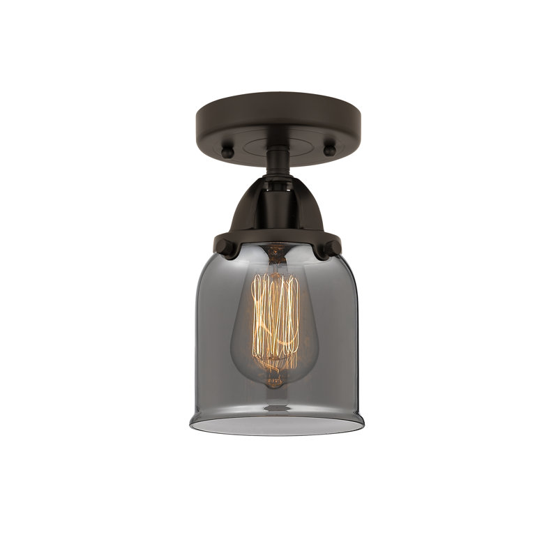 Plafonnier semi-encastré en verre à DEL, H 9,25 po x l 5 po x P 5 po, Plaqué couleur fumée, Bronze huilé