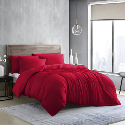 Edyson Microfiber Solid Colour Duvet Cover Set with Pillowcases