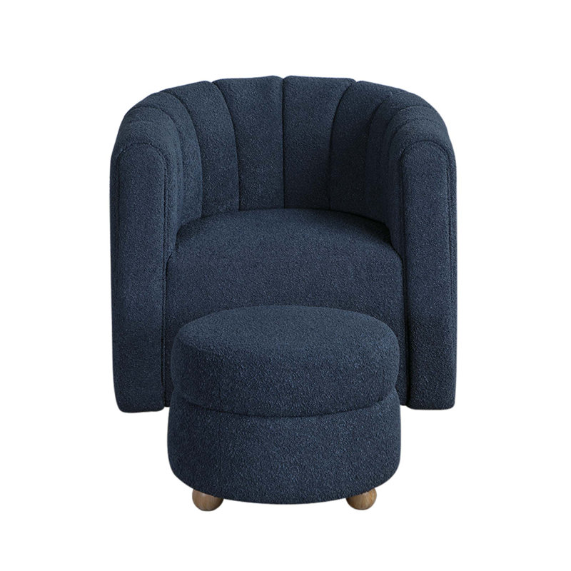 Mobilier de salon moderne et pivotant avec repose-pieds Boucle, Bleu
