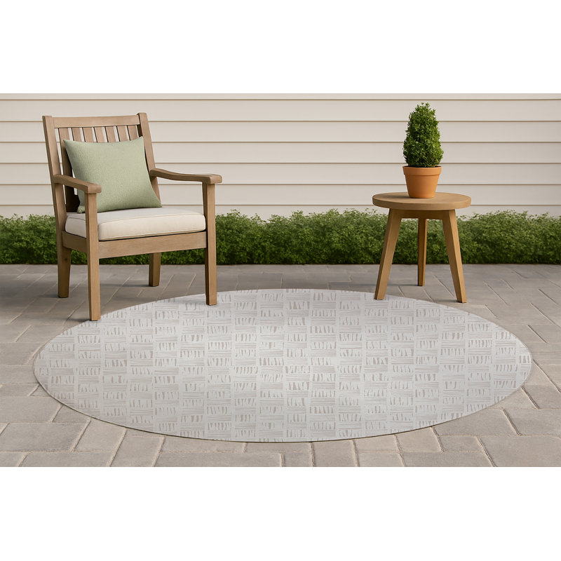 Lash Locked Non-Slip Outdoor Rug, Round 5'
