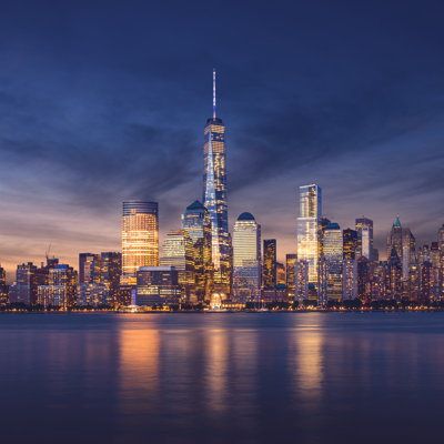 New York City Sunset 1 Piece Wrapped Canvas Wall Art