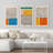 Abstract Vibrant Color Blocks "Mid-century Modern Colorful Blocks Artwork, Multicolor Geometric Wall Pictures, Large Framed Canvas Giclee Print 3 Pieces Wall Art Set"-119460505-75848669