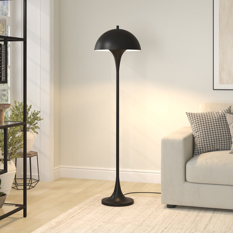 Klarina Vega 61" Tall Floor Lamp with Metal Shade, Black