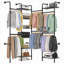 Tringle de rangement extensible murale en acier au carbone avec 8 tablettes pratiques en fil métallique et 6 tringles de suspension