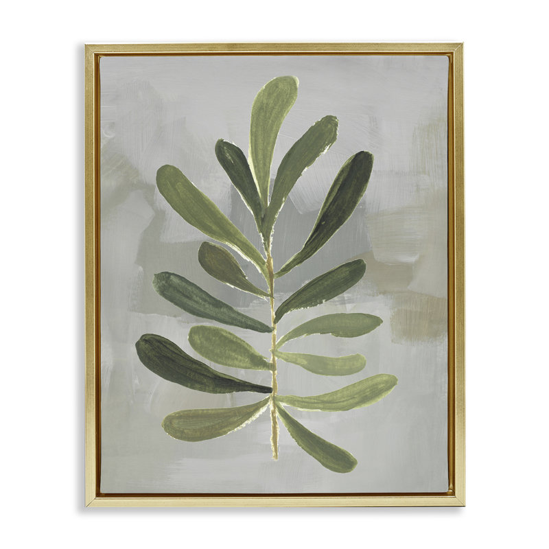 Cadre flottant simple branche verte, conception par Lanie Loreth, H 21 po x l 17 po, Cadre flottant métallique doré