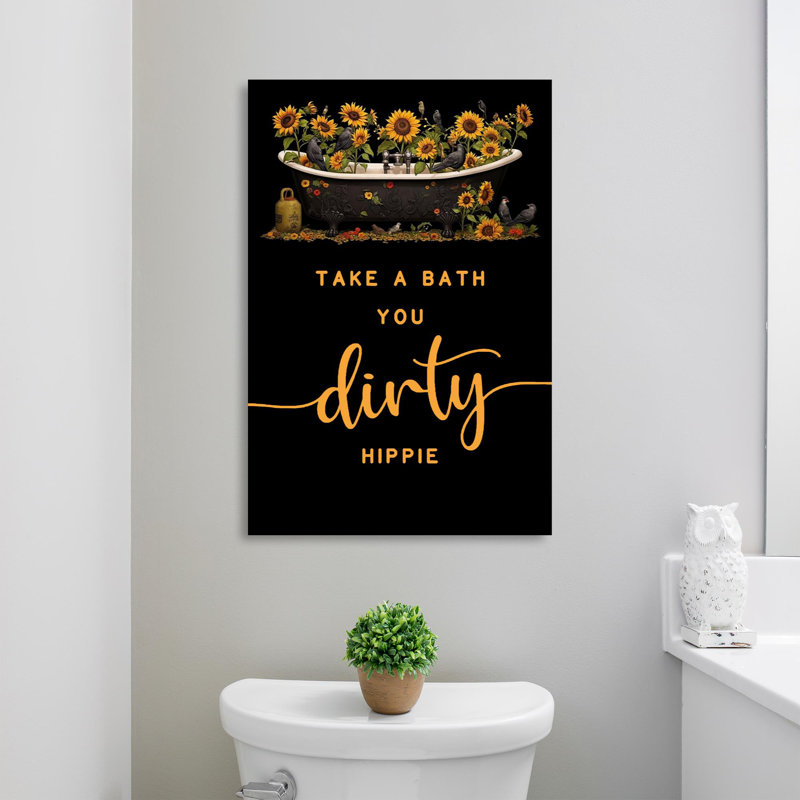 «Take A Bath You Dirty Hippie», reproduction d'art rectangulaire sur toile tendue 1 à 1 pièce, H 36 po x l 24 po x P 1,25 po