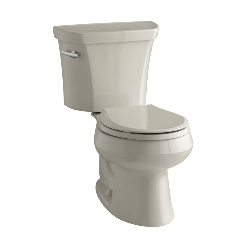Wellworth 1.28 GPF Water Efficient Round Two-Piece Toilet (Seat Not Included), Sandbar, Left-Hand