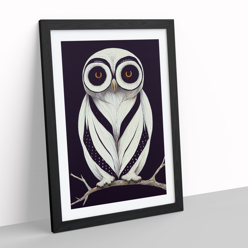 The Unreal Owl - Framed Print, 34cm H x 25cm W x 2cm D, Black