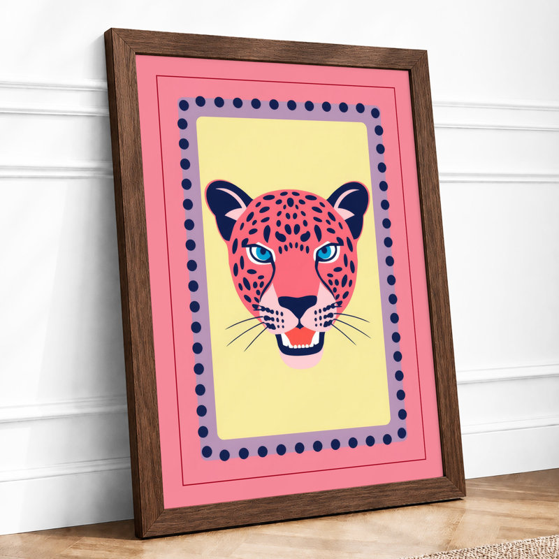 Magenta Wildcat Modern - Framed Print, A4 - 29.7 x 21.0 cm, Walnut