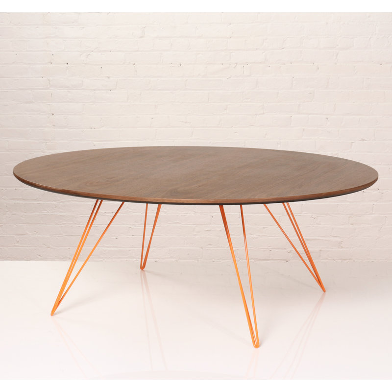 Williams Single Coffee Table, Orange, 18" H x 46" W x 40" D, Walnut