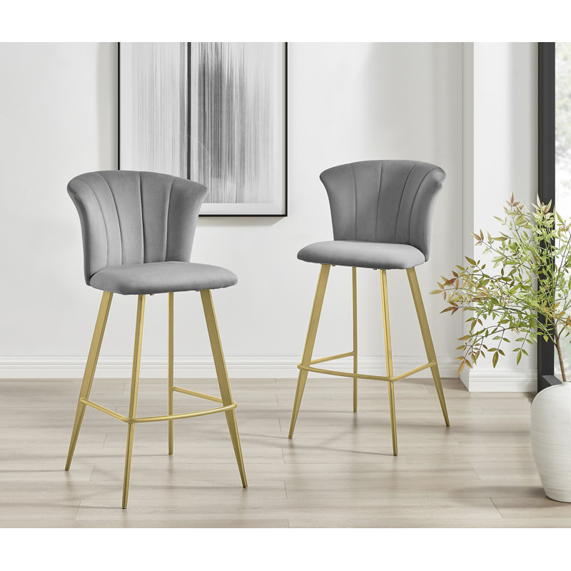 Tabouret de bar Juno, Or, Gris
