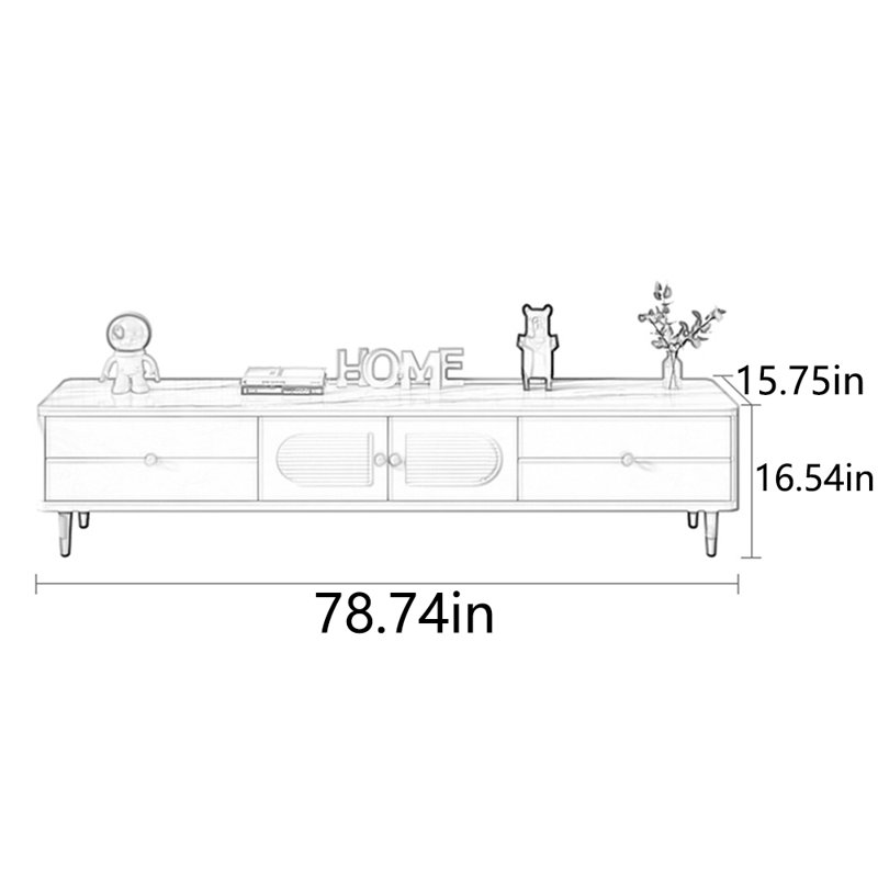 Meuble télé crème simple, 78.74"