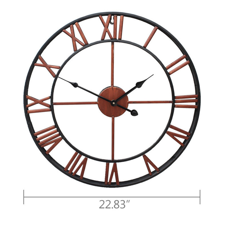 Horloge murale 14 po Penix, Moyenne, Fer, romain, cuivre