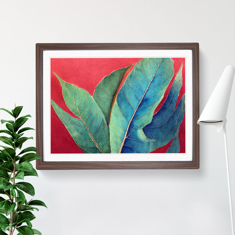 Majestic Leaf - Single Picture Frame Print, 34cm H x 46cm W x 2cm D, Walnut
