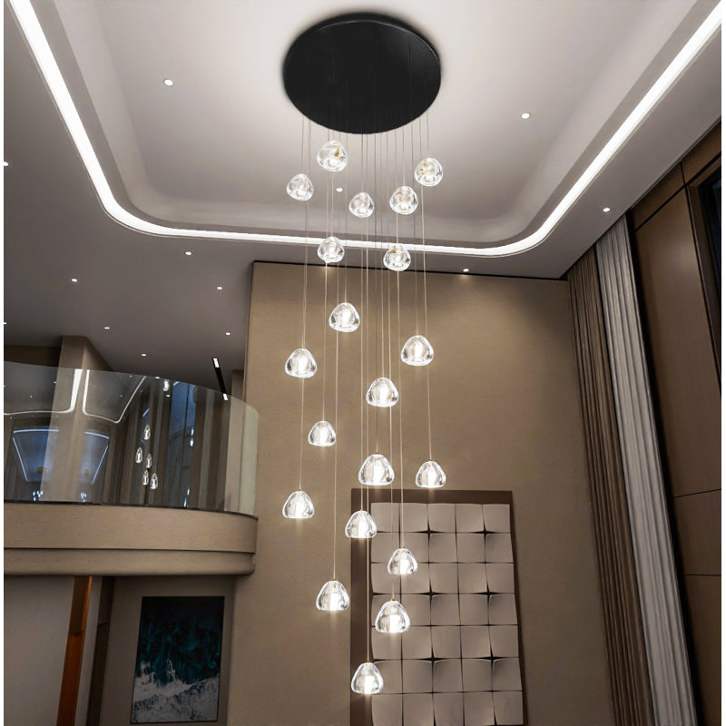 Lustre en cristal 28 lumières à intensité variable, Noir mat