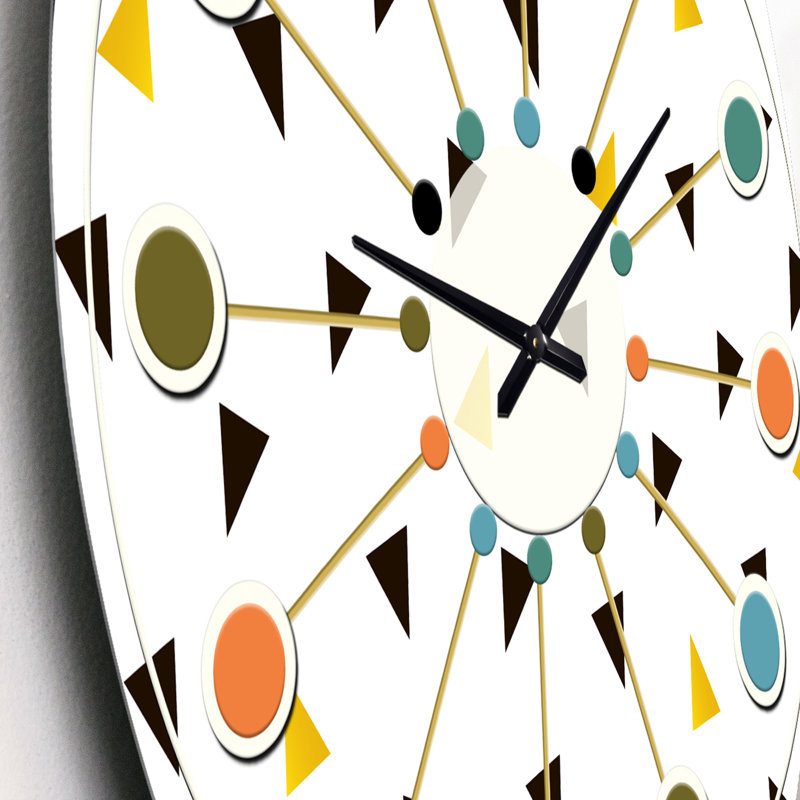 Horloge murale moderne Mid-Century tendance noire et dorée tendance, Petit