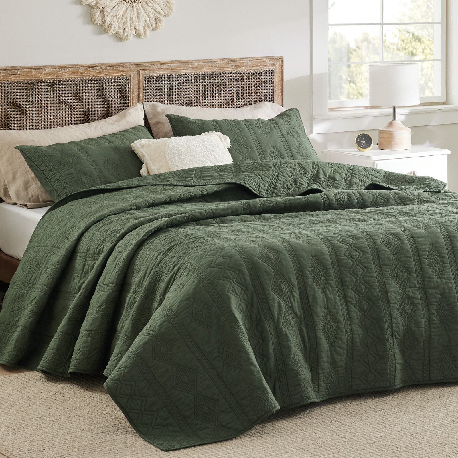 Alberta Cotton Coverlet Set, Beetle, King Quilt + 2 Shams