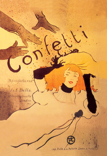 « confettis » par toulouse lautrec rétro, H 30 po x l 20 po