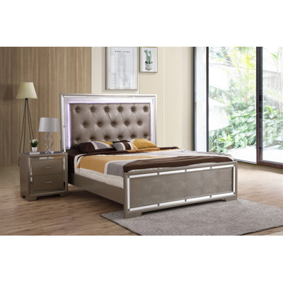 Lit double, champagne argenté