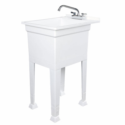 24'' L x 18'' W Stainless Steel Freestanding Laundry Sink with Faucet
