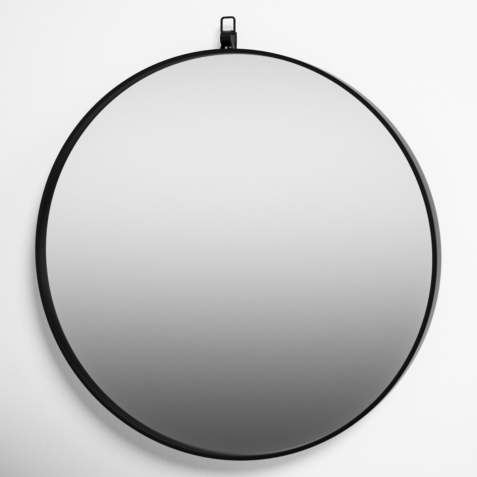 Cassie Metal/Manufactured Wood Round Wall Mirror, 18" x 18", Black