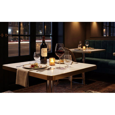 Table bistro 24 po carrée en faux marbre, table de salle à manger haute moderne 28,8 po avec finition et finition UV ultrabrillantes, base en acier inoxydable robuste de 300 lb, petite table pour la maison, le café et le bureau