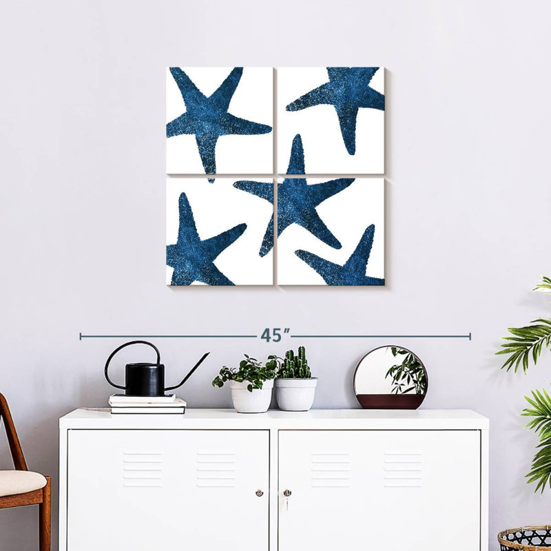 Navy Starfish Collage, 26" H x 26" W