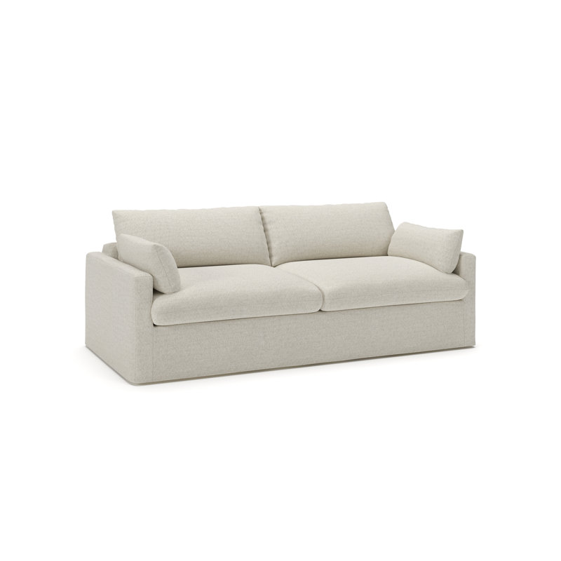Luna 90" Slipcovered Sofa, Macarena Light Gray Canvas