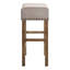 Backless Tan Linen Counter Stools - Rustic Grey Finish & Durability Upholstered Stool  2  Wood Modern Accents