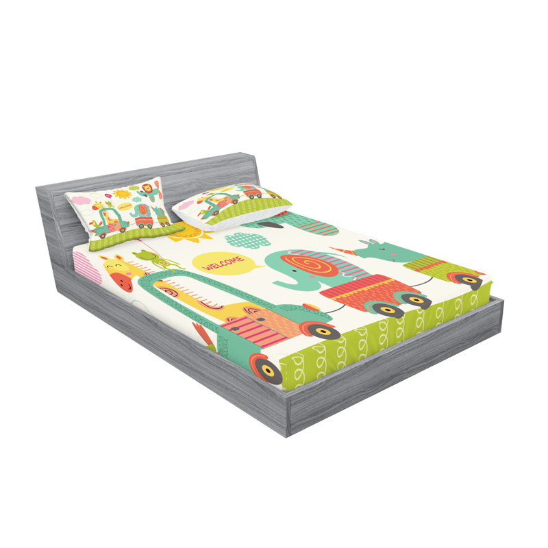 Multicolore ensemble de draps et taies décoratives Ambesonne Jungle, Ensemble de draps pour grand lit avec 4 taies d'or