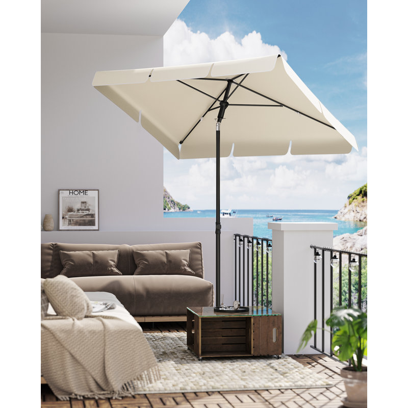 Burdzel Rectangular Market Parasol, Beige, 241cm H x 270cm W x 270cm D