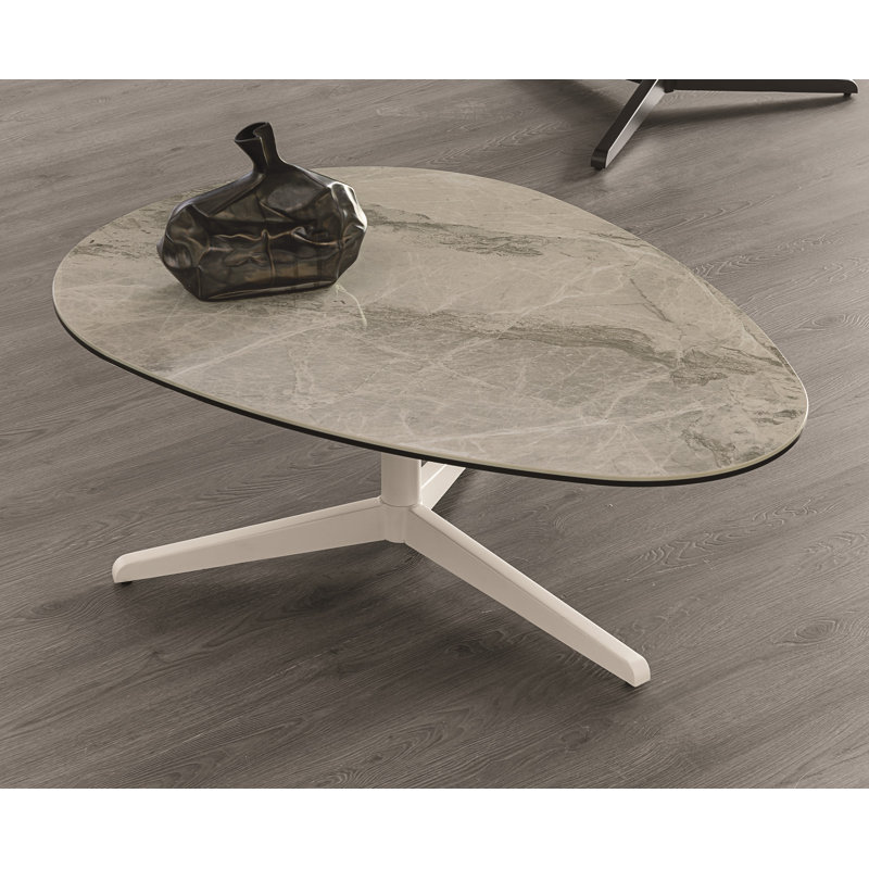 Fierce Pedestal Coffee Table, Arabesque Stoneware Top/Brown Base