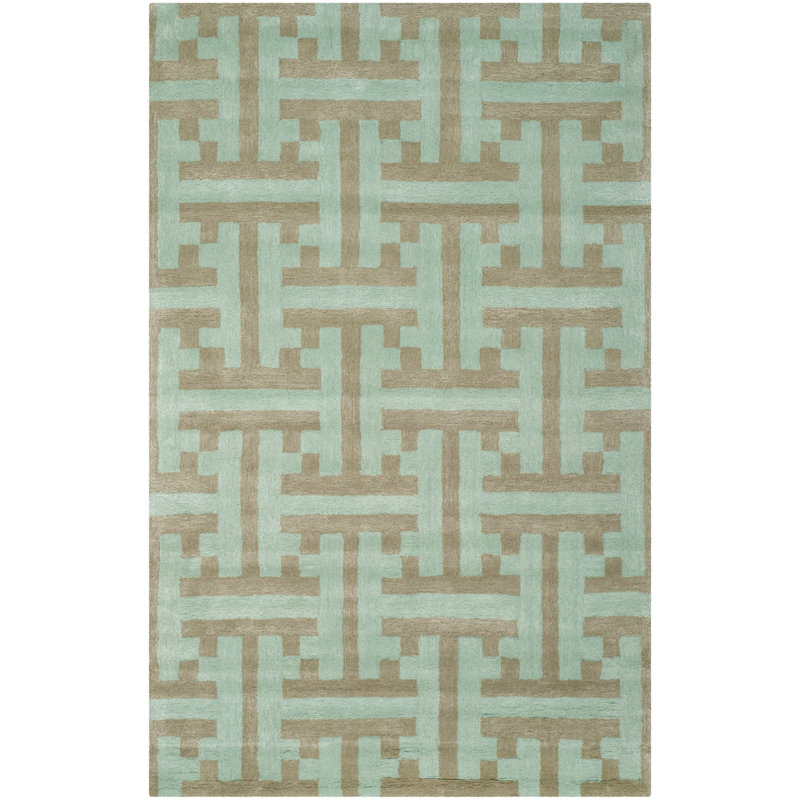 Tapis abstrait en laine et viscose touffetés à la main Simryn, Rectangle de 5 pi x 8 pi