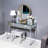 41.73in Silver Luxury and Light Style Computer Desk with Mirror-Faced Density Board and Iron Leg Tubes
