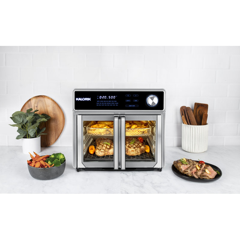 Gril à cuisson à air numérique en acier inoxydable Kalorik MAxx 26 pintes, Argent