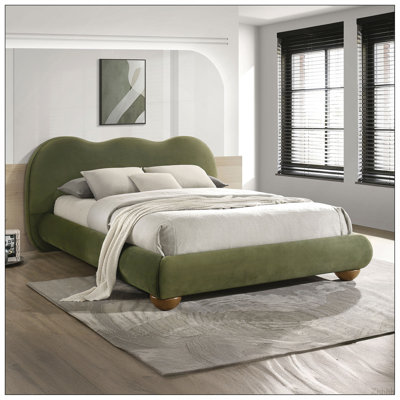 Mobilier de chambre à coucher en bois de chignon rond vert olive