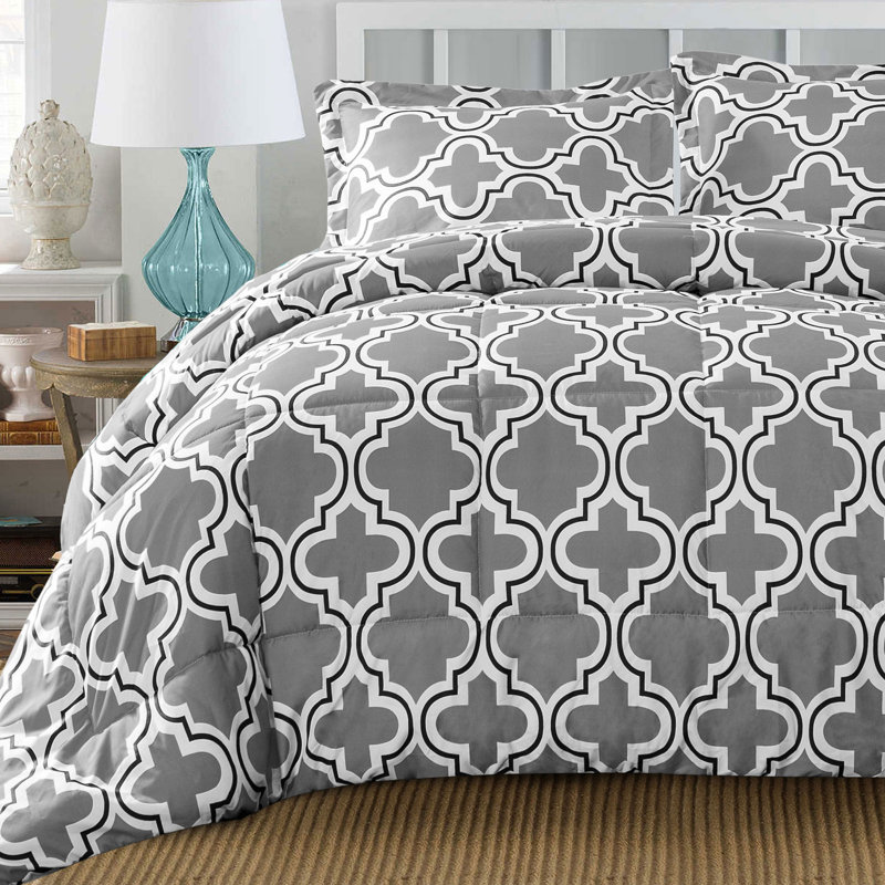 Full Gray Microfiber Down Alternative Comforter Set