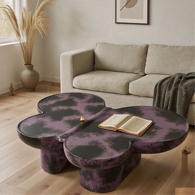 Modern Coffee Table Faux Travertine Textured For Livingroom/Office