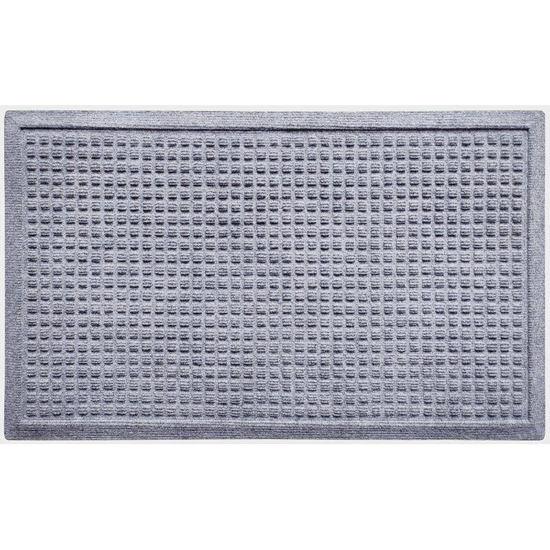 Olgens Indoor/Outdoor Non-Slip Heavy-Duty Polypropylene Doormat with Rubber Backing – Waffle Geometric Design, Light Gray