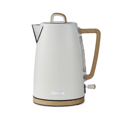 GEEPAS NordiQ 1.7L Electric Kettle | 3000W Rapid Boil Stainless Steel Jug Kettle Matte Finish with Wood Accents | Auto Shut Off Boil Dry Protection Detachable Filter | 2 Year Warranty