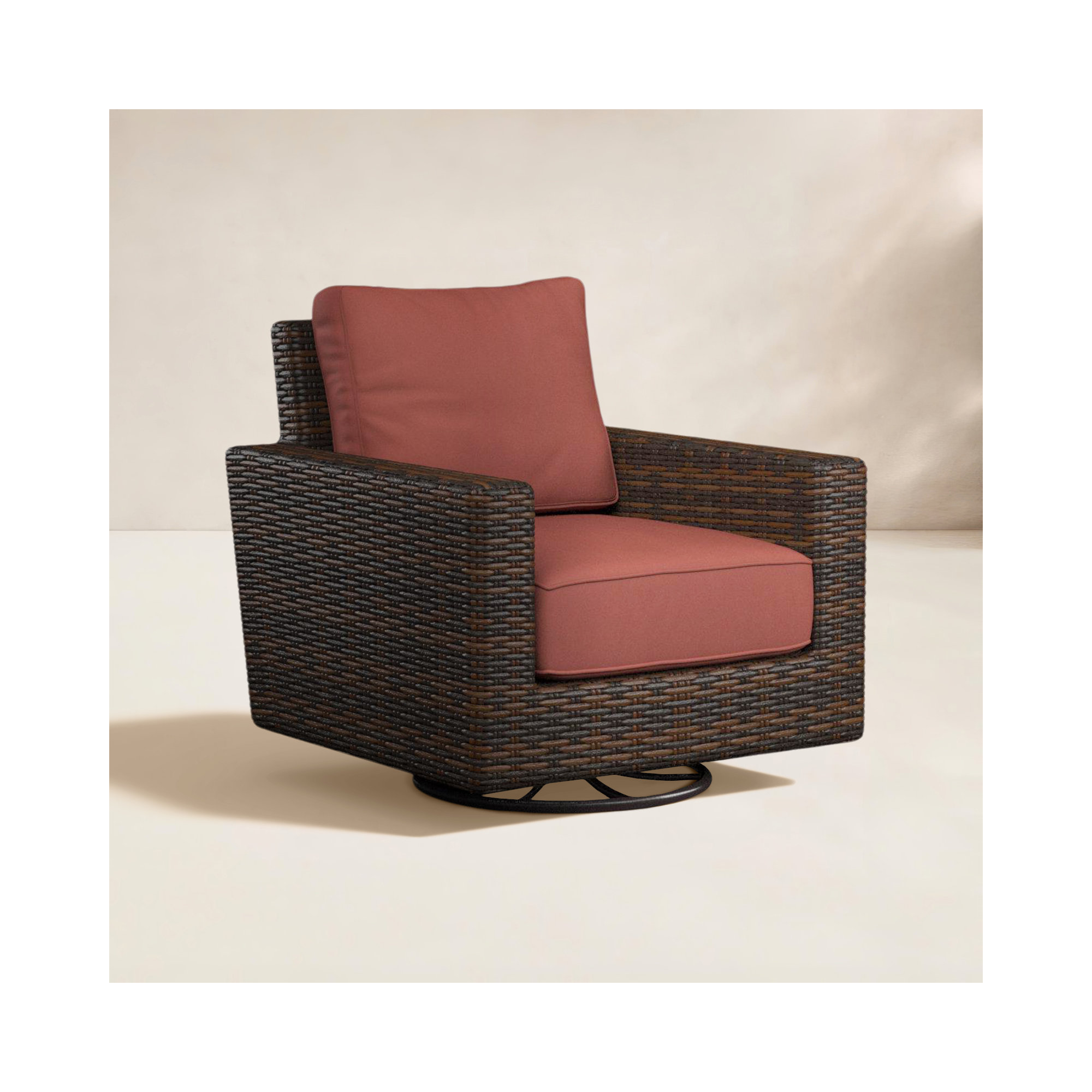 Naomie Swivel Rocker Patio Chair with Sunbrella® Cushions, Canvas Henna Sunbrella® Canvas